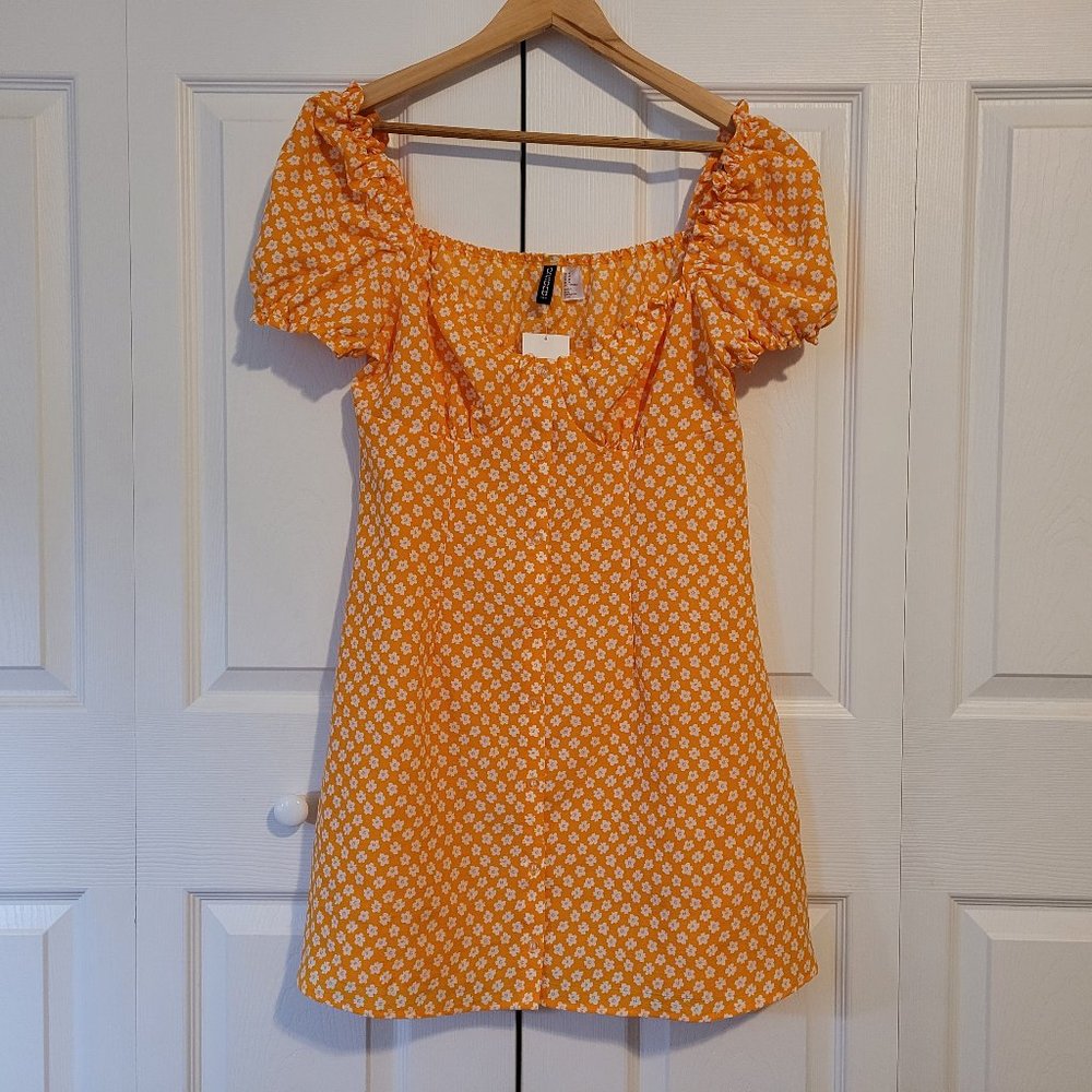 🍂 NWT H&M Orange Floral Mini Dress